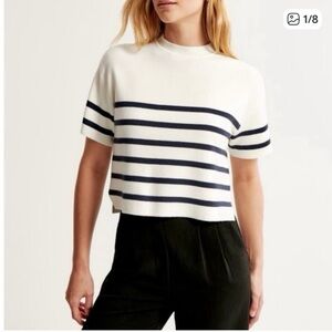 Abercrombie & Fitch Navy Striped Crop Top